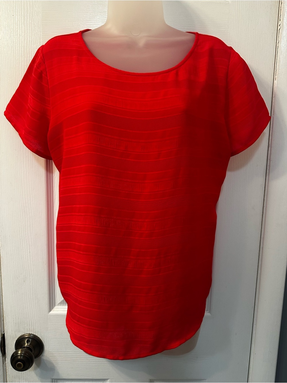 Ann Taylor Bright Red Short Sleeve Blouse